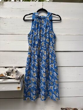 J.crew Blue Floral Halter Dress
